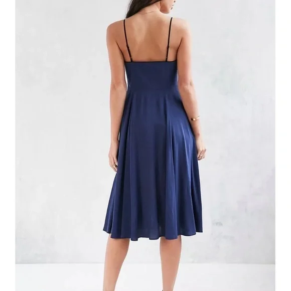 NWT Urban Outfitters Cooperative midi corset tie front spaghetti strap dress - Picture 3 of 8